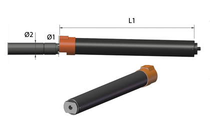 Dibujo técnico - Tubos de bloqueo para resorte de gas - Negro