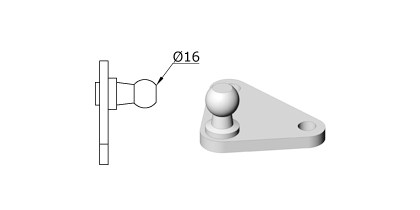 Technical drawing - Endfitting - Brackets ball Technical drawing - Endfitting - Brackets ball