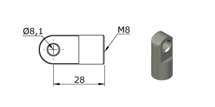 Technical drawing - Endfitting - Eye Technical drawing - Endfitting - Eye