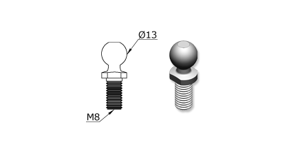 Technical drawing - Endfitting - Ballstud Technical drawing - Endfitting - Ballstud