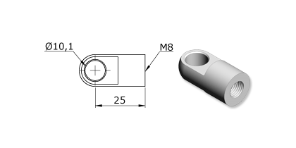 Technical drawing - Endfitting - Eye Technical drawing - Endfitting - Eye