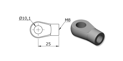 Technical drawing - Endfitting - Eye Technical drawing - Endfitting - Eye