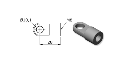 Technical drawing - Endfitting - Eye Technical drawing - Endfitting - Eye